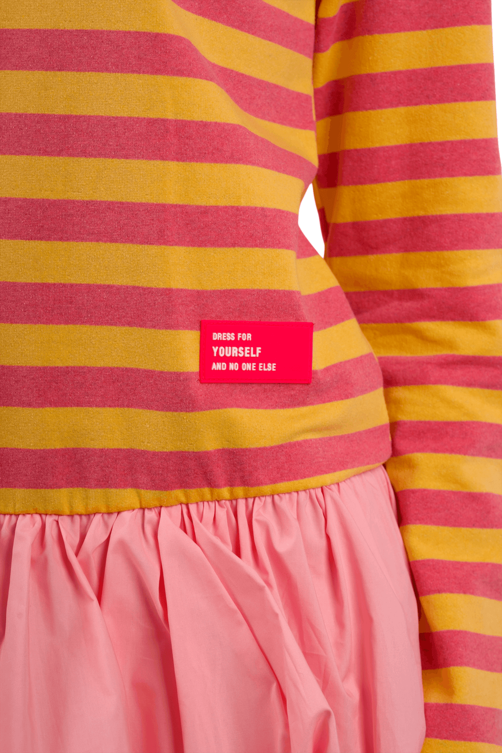 Abito Mini a Righe con Gonna Balloon Pink