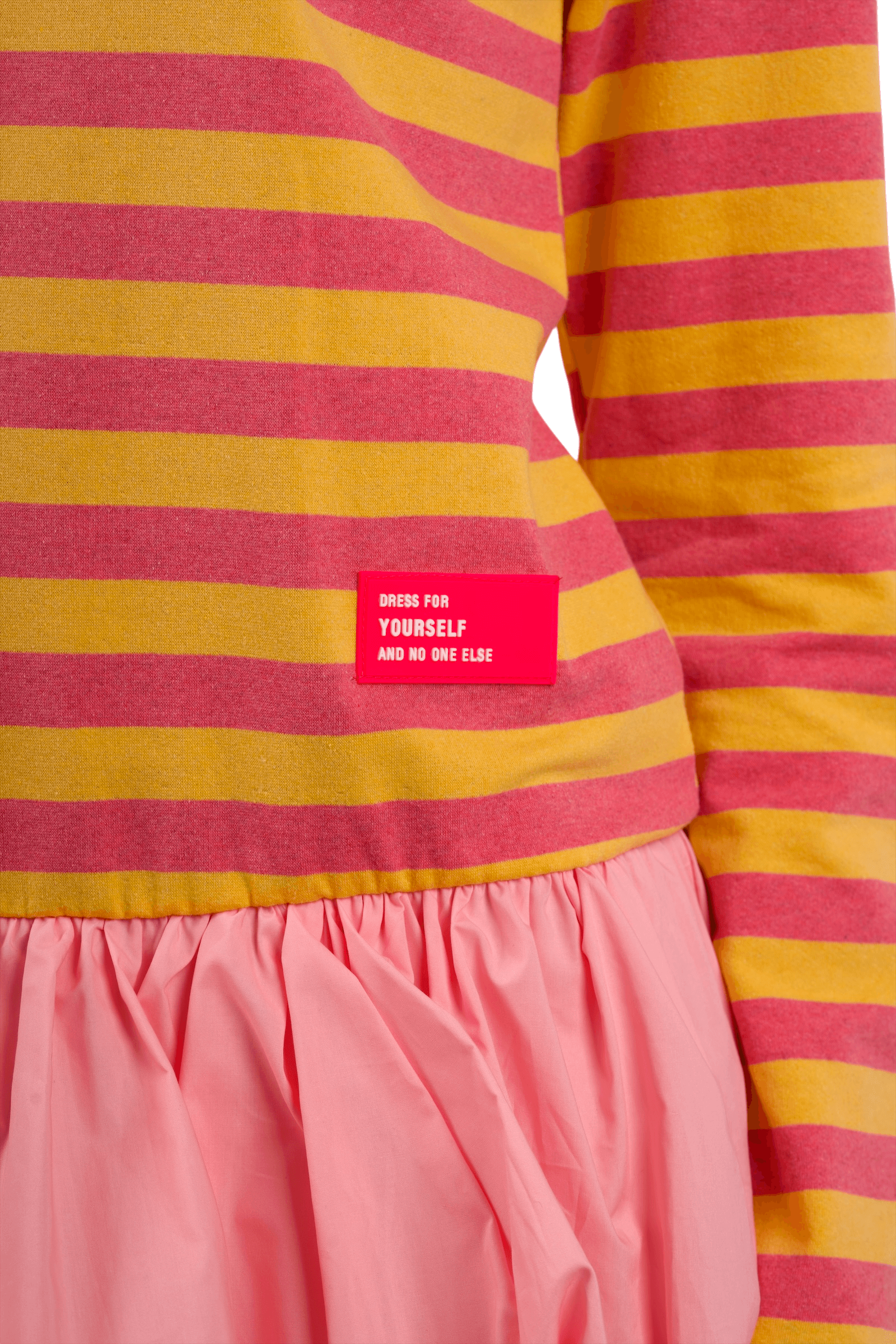 Abito Mini a Righe con Gonna Balloon Pink