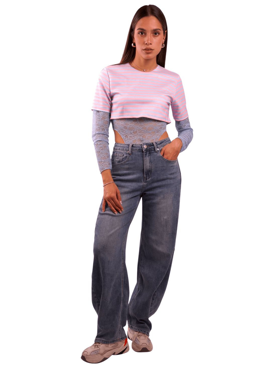 Jeans Vita Alta Wide Leg Denim  Chiaro