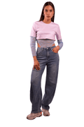 Jeans Vita Alta Wide Leg Denim  Chiaro