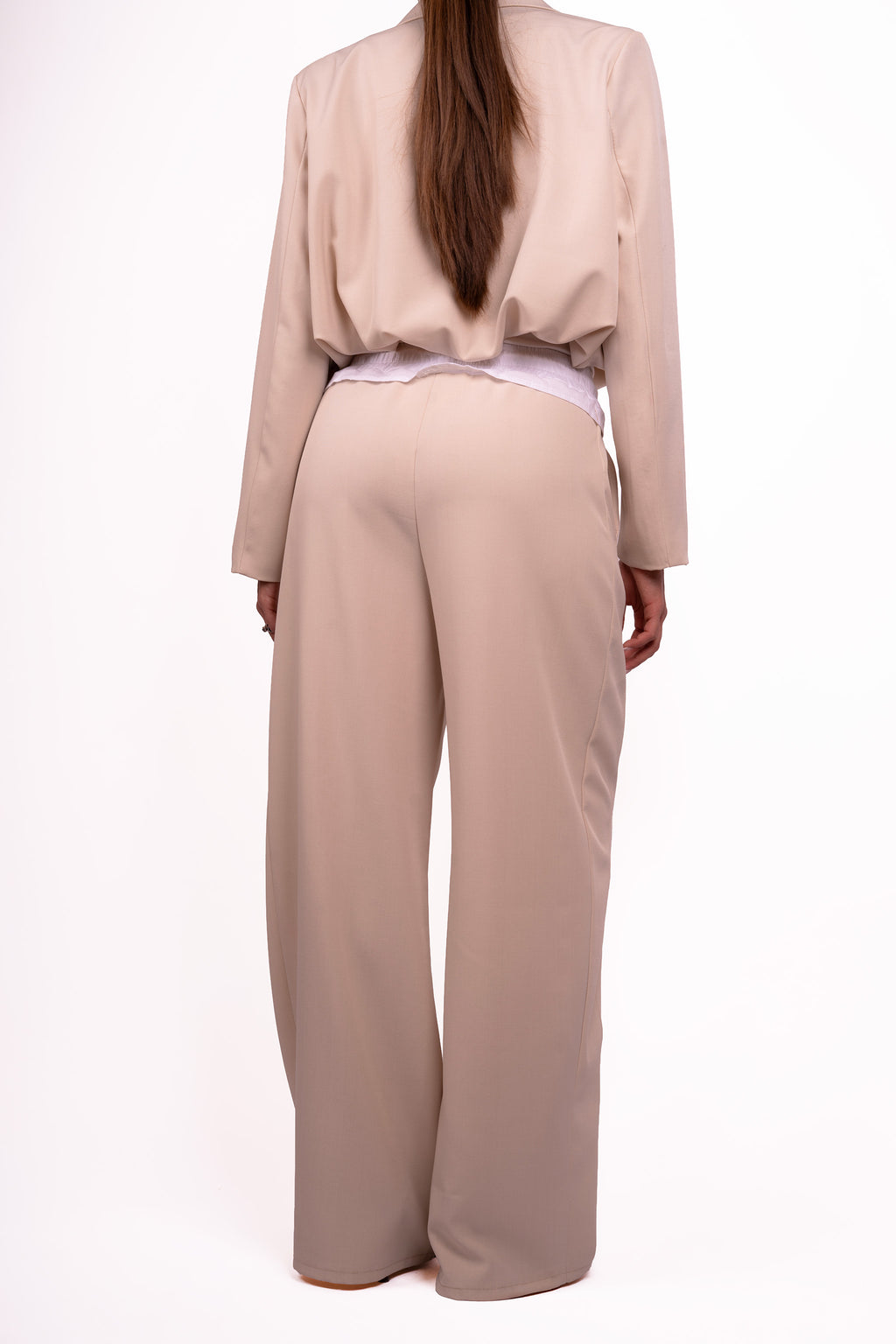 Coordinato beige Blazer cropped e pantalone comfort fit